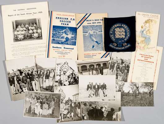 Memorabilia relating to Lester Finch and the F.A. England Tour to South Africa 16th May 1939 to 13th July 1939,
 selection includes programmes v South