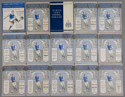 15 Ipswich Town home programmes from the club's first season in the Football League 1938-39,
 comprising F.L. Division Three (South) fixtures v Southe