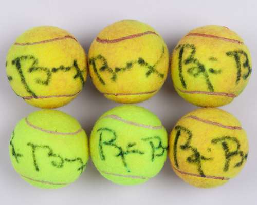 Six Dunlop Bjorn Borg autographed tennis balls