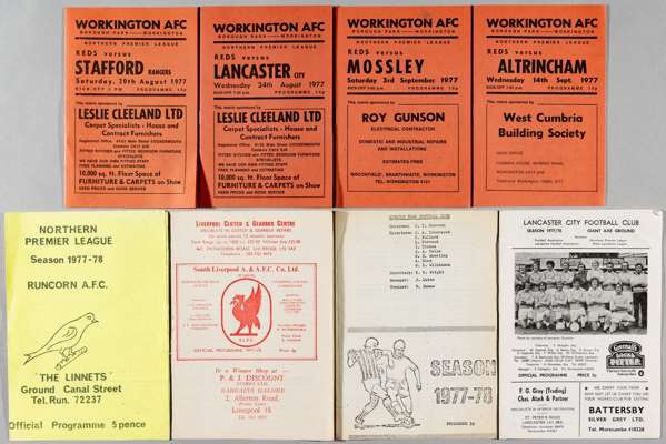 Workington first season Non-League, 1977-78,
 full set of home league matches (23), plus v Grimsby Town FAC, v Altrincham FAT and v Fort Lauderdale St