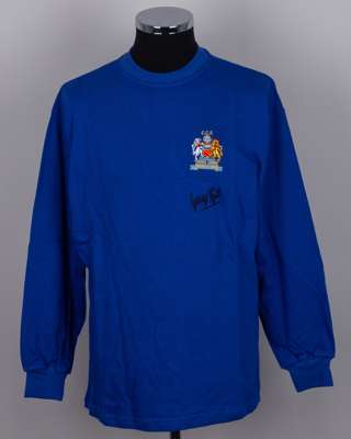 George Best autographed blue Manchester United replica long-sleeved shirt