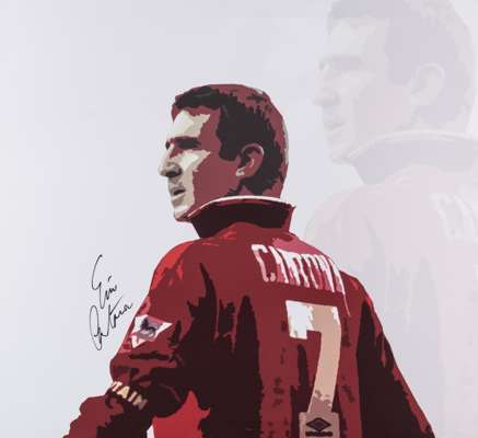 A signed Eric Cantona print on canvas