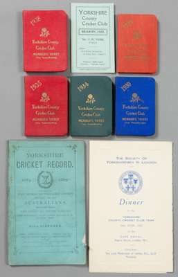 Nine volumes on cricket,
 The Handbook of Cricket by Edmund Routledge, 1863; Cricket As Now Played by F. D'Arros Planche, 1877, replacement paper wrap