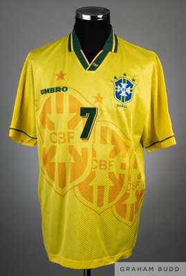 Bebeto yellow Brazil No.7 1994 World Cup jersey