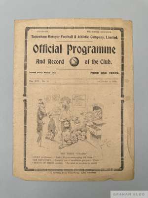 Tottenham Hotspur v. Chelsea home match programme, 9th October 1920

  Signs of folds, pencil text on team page