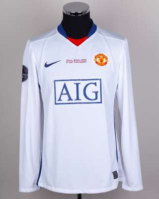 Ryan Giggs white and blue No.11 Manchester United v. Barcelona match issued shirt, 2009