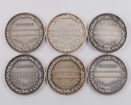 Francis Stowe four silver Men's Inter County Cup medals