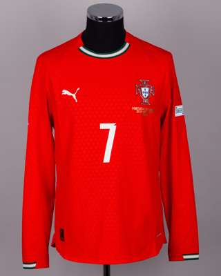 Cristiano Ronaldo red No.7 Portugal v. Denmark long-sleeved shirt, 2025