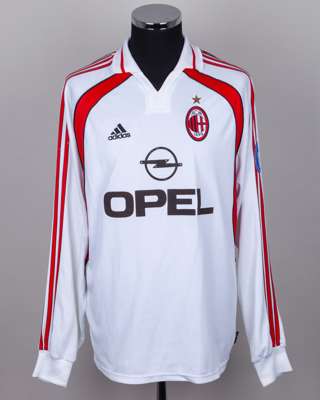 Rui Costa white and red No.10 AC Milan long-sleeved shirt, 2000-02