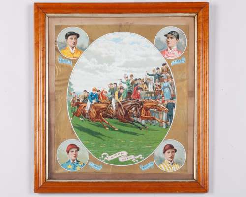 Group of five prints featuring jockeys
