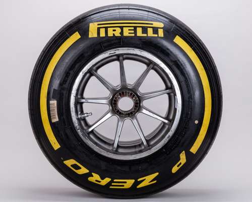 Max Verstappen 2021 Red Bull Racing Yellow Medium Compound Used Front Left Wheel & Tyre