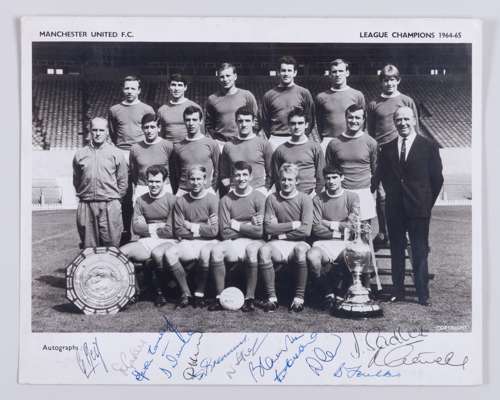 The Manchester United 1964-65 League Champions autographed team line-up photograph