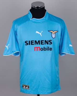 Sky blue No.3 Lazio v. Liverpool match issued long-sleeved shirt, 2002