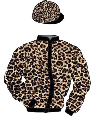The British Horseracing Authority Sale of Racing Colours: LEOPARD PRINT, BLACK collar, cuffs & peak
