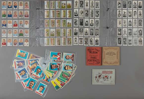 A collection of football cigarette and trade cards,
 publishers including A & B C Cards, Barratt & Co Ltd; Cadet Sweets; Chix Bubble Gum; Carreras Ltd