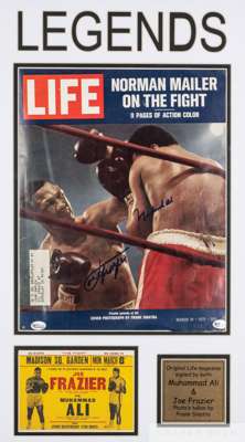 Life Magazine 19th March 1971 double-signed by Muhammad Ali and Joe Frazier
 on the front cover headlined 'Norman Mailer on the fight', both signature