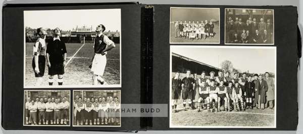 A photographic album spanning the career of football referee and administrator F. Jess Lay, dating from 1950s to 1991,
 containing b & w photographs o