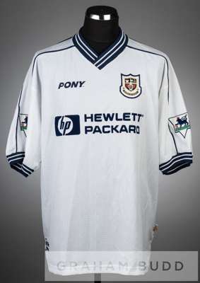 Alan Nielsen white Tottenham Hotspur No.8 jersey circa 1998,
 short-sleeved with F.A. Premier League badges, club crest and sponsor logo, reverse lett