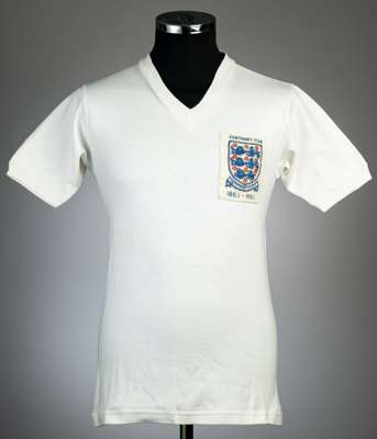 Bobby Thomson white England U-23 international no.3 home jersey, dating 1963,
 Bukta, short-sleeve with Centenary Year Intermediate 1863-1963 badge, r