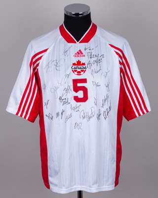 White No.5 Canada squad autographed short-sleeved shirt, c.1990-91