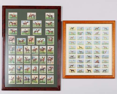 Framed set of 1938 horse racing cigarette cards