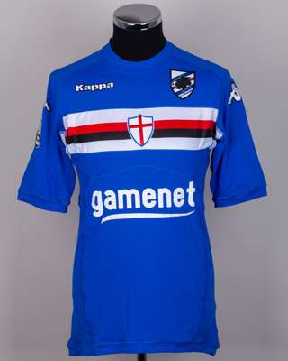 Eder blue, white and red No.23 Sampdoria short-sleeved shirt