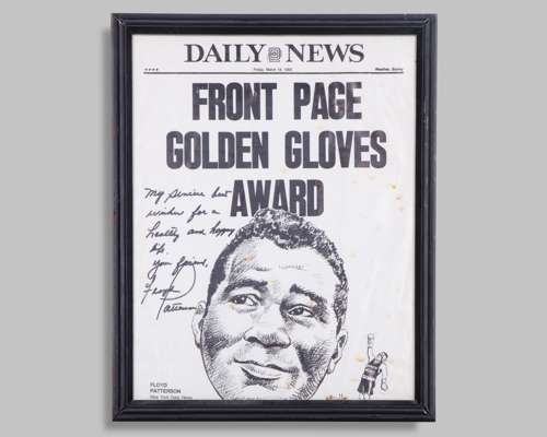 Floyd Patterson autographed Front Page Golden Gloves Award print
