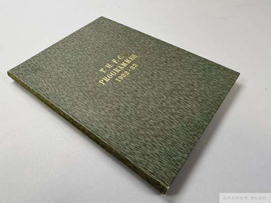 A bound volume of Tottenham Hotspur match programmes, season 1932-33
 Vol. XXV, No.1, Whites v. Stripes, 13th August to Vol. XXV, No.52, Notts County,