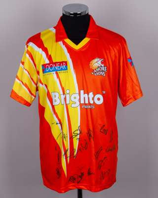 Orange and yellow Lahore Lions autographed shirt, 2014