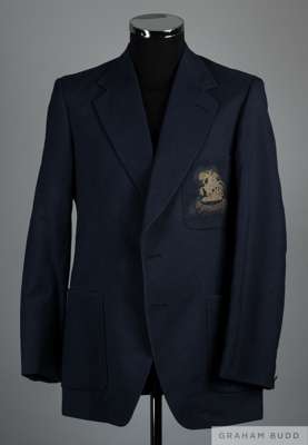 David Lloyd's MCC blazer, for the tour of Australia & New Zealand, 1974-75
 dark blue with embroidered breast pocket badge and inscribed 1974 AUSTRALI