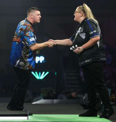 Daryl Gurney v. Beau Greaves Round 1, match-used dartboard