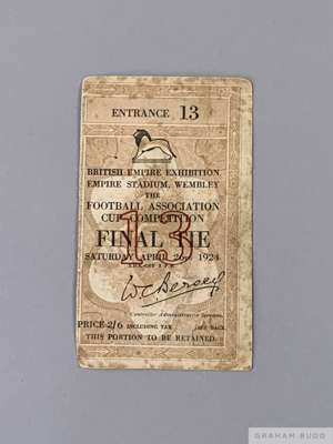 F.A. Cup Final 1924 ticket for the 1924 F.A. Cup Final Newcastle United v Aston Villa
 some slight staining