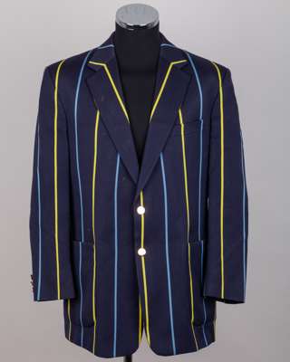 Dickie Bird worn official Yorkshire County Cricket single-breasted striped blazer