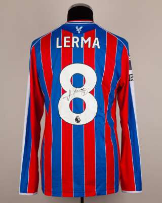 Jefferson Lerma red and blue No.8 Crystal Palace v. Sunderland match worn shirt