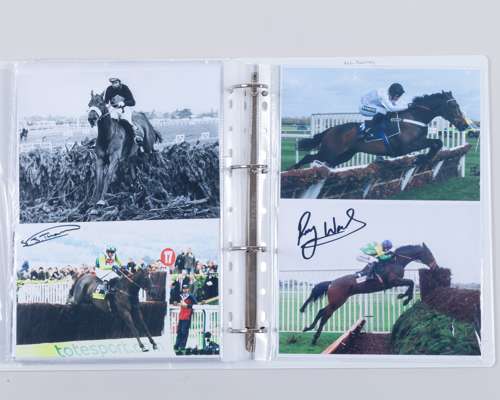 An album of horse racing press photographs including signed examples