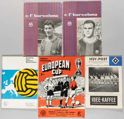 Five European football programmes,
 including CF Barcelona v Wolverhampton Wanderers, 10th February 1960; CF Barcelona v Real Madrid, 27th April 1960;