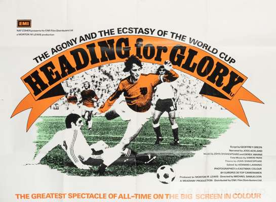 Heading For Glory World Cup 1974 British quad poster featuring Holland's Johan Cruyff