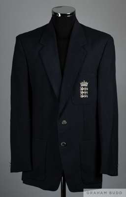 David Lloyd's England Test blazer
 dark blue with embroidered three lion breast pocket badge 

 The following Lots 187 to 221 relate to the cricket ca