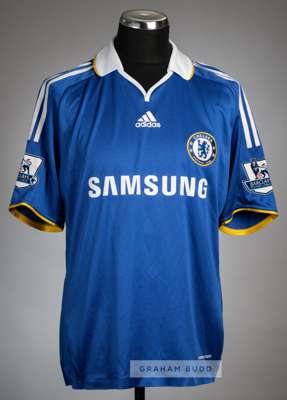 Andriy Shevchenko signed blue Chelsea no.7 home jersey, season 2008-09,
 Adidas, short-sleeved with BARCLAYS PREMIER LEAGUE sleeve badges, club crest 