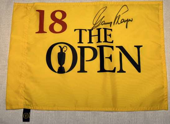 Gary Player (South Africa) signed Open Championship Yellow pin flag,
 Gary Player (nine time major winner) is a Golf legend. He won The Open Champions