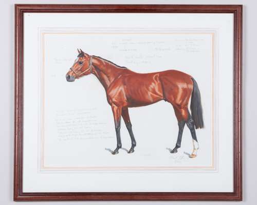 Michael Jeffery (1941-2013) oil painting of the racehorse & stallion Galileo