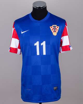 Darijo Srna blue, white and red No.11 Croatia short-sleeved shirt, 2010