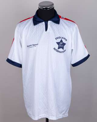 Ian Clarkson white, red and blue No.5 England All Stars match worn shirt, 2000