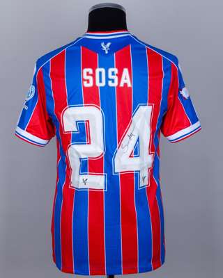 Borna Sosa red and blue No.24 Crystal Palace v. Liverpool Community Shield match issued shirt