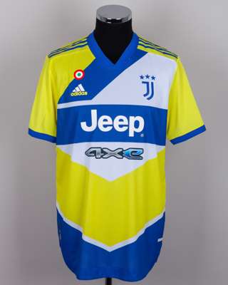 Alvaro Morata yellow, blue and white No.9 Juventus short-sleeved shirt 2021-22