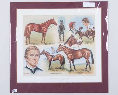 Set of four Peter Deighan (Irish, b.1941) prints - Lester Piggott's Classic winners