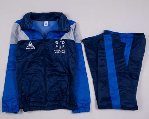 Pat Jennings blue and grey Everton F.A.Cup Final tracksuit top and bottoms, 1986