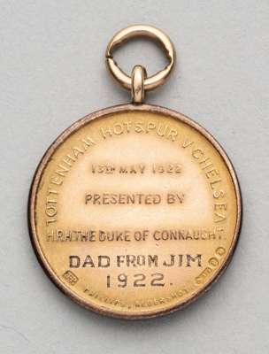 Two medals awarded to Tottenham Hotspur's Jimmy Skinner, 
 comprising Royal Military College medal Tottenham Hotspur v Chelsea 13th May 1922, obverse 