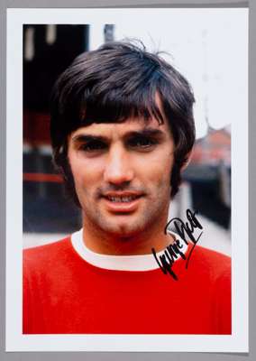 GEORGE BEST MANCHESTER UNITED CIRCA 1965 ORIGINAL AUTOGRAPHED FOOTBALL PHOTOGRAPH  

George Best (22nd May 1946 – 25th November 2005) was a Northern I