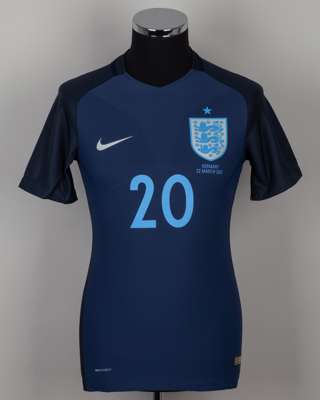 Nathan Redmond navy No.20 England v. Germany short-sleeved shirt, 2017